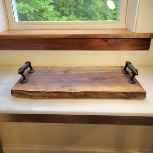 Charcuterie Board Black Walnut Serving Tray for Housewarming Gift Live Edge Charcuterie for Cheese Meat Serving Board Natural Edge