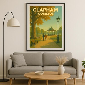 Clapham Common London Poster | Vintage London Park Print | Autumn Bandstand Wall Art | Digital Download