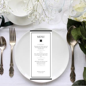 Elegant Wedding Menu Template – Printable & Customisable