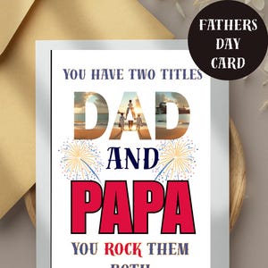 Printable Father’s Day Card from Kids, Foldable 11x8.5” Dad & Papa Greeting Card, Editable Canva Template, Instant Download, Dad and Papa