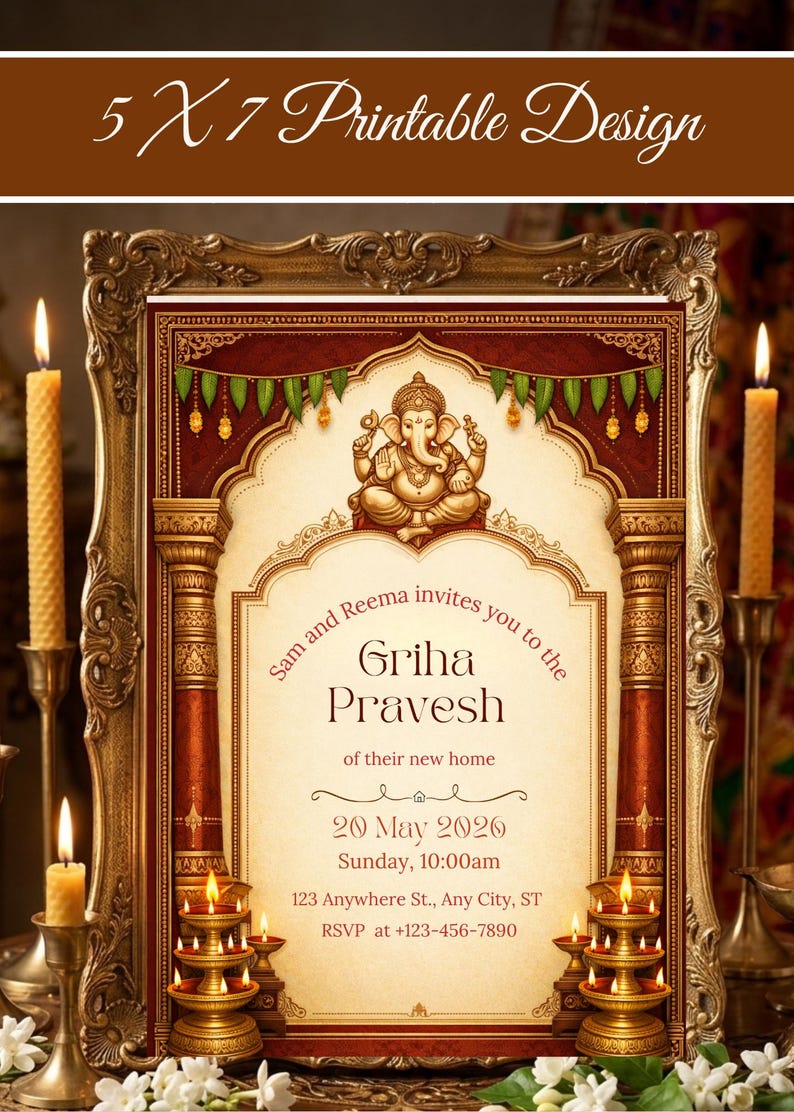 Griha Pravesh Invitation Template | Hindu Housewarming Pooja Invite ...