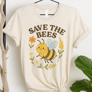 Save the Bees PNG | Cute Bee Clipart | Printable Sticker, Wall Art, Eco Gift, T-Shirt Tote Bag