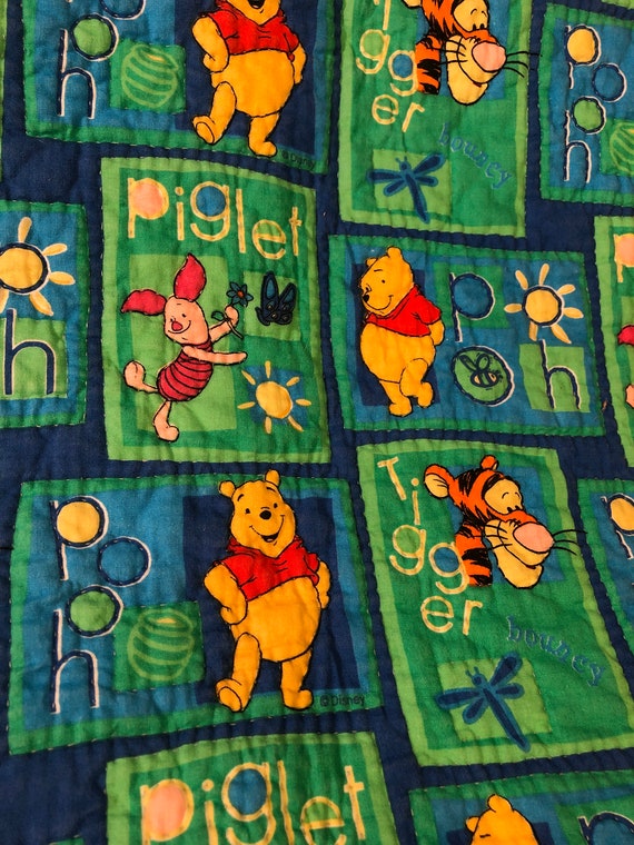 Winnie The Pooh Handmade Baby Quilt Tigger Piglet Blue Green Etsy