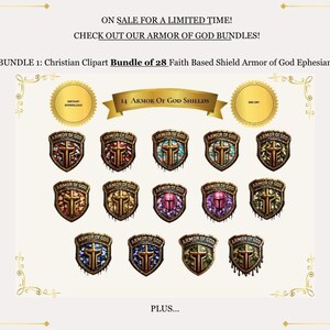 Kristen Clipart-filnedladdning Grafisk design Trobaserad Sköld Guds rustning Efesierbrevet Krigare Kors Svärd Religiös Utskrivbar bild 6