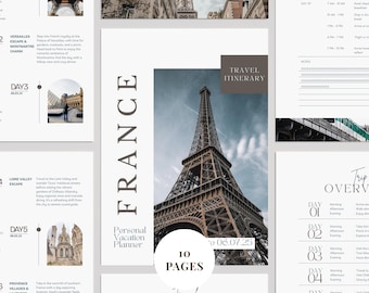 Editable Travel Itinerary Template: Canva Vacation Planner (Digital Download, PDF)