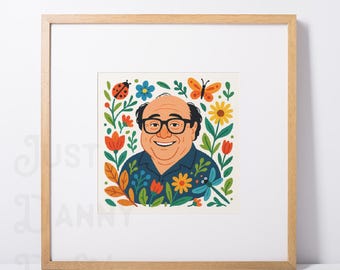 Danny DeVito - Lámina artística - Diseño floral - Arte mural imprimible