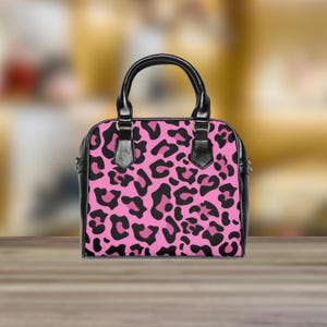 Rosa Leopard Muster Schulter Handtasche - Stilvolle Animal Print Einkaufstasche, schicke Damen Geldbörse, trendiges Mode-Accessoire, süße Handtasche für Geschenk