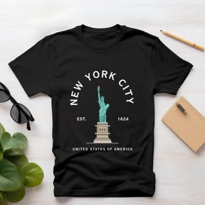 New York City EST 1624 Statue of Liberty Unisex Softstyle T-Shirt, NYC Tee, USA Graphic Shirt, America Top, Patriotic Clothing