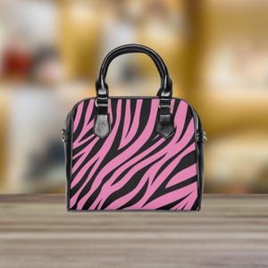 Sac à main rose à imprimé zèbre - Sac à main élégant pour femme, sac fourre-tout à imprimé animal, sac à main tendance pour les amateurs de mode, sac à bandoulière unique,