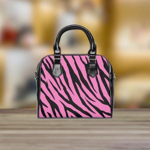 Pink Tiger Print Schulterhandtasche - Damenmode Geldbörse, Animal Print Einkaufstasche, stilvolle Reisehandtasche, Geschenk für sie, Statement-Schulter