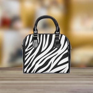 Sac à main à bandoulière imprimé zèbre, sac à main noir et blanc à imprimé animal, sac fourre-tout tendance, sac à main élégant pour femme, cadeau pour elle, sac à bandoulière
