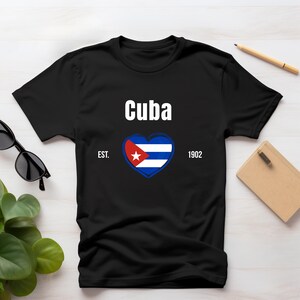 Cuba EST 1902 Unisex Softstyle T-Shirt, Cuban Flag Heart Tee, Patriotic Graphic Shirt, Cuba Pride Clothing, Gift for Cuban-American