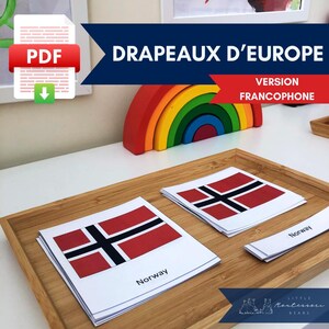 DRAPEAUX D'EUROPE 51 モンテッソーリ命名法、PDF à imprimer、Cartes de géographie、français