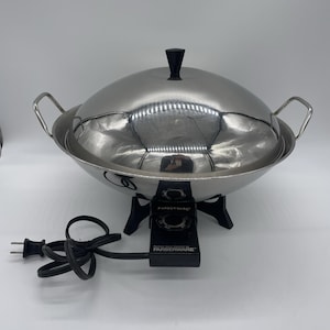 Vintage FARBERWARE Wok Stainless Steel Electric Skillet Dome Lid Model 303