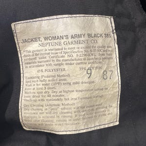Vintage '87 Neptune Garment Co Womens 14L Jacket Army Black Removable Liner Vest image 16