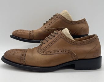 Vintage John Fluevog The Gateway Womens 7 Shoes Oxford Cap Toe Brown Leather