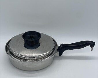 Vintage Chef's Ware Townecraft 9" Skillet Pan & Lid T304 Stainless Steel USA