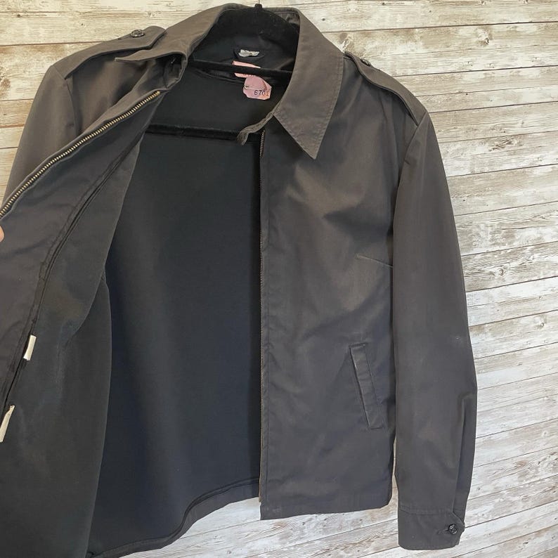 Vintage '87 Neptune Garment Co Womens 14L Jacket Army Black Removable Liner Vest image 3