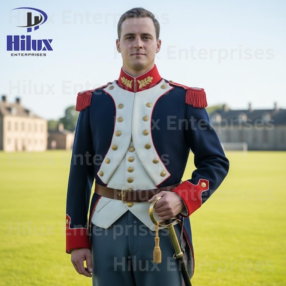 Men's Ceremonial Military Uniform  Blue & White Officer Coat With Red  Epaulettes, Historical Reenactment Costume, Parade Dress Uniform - Etsy  Israel