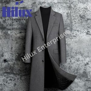 Men’s Classic Long Wool Overcoat – Formal Winter Trench Style Jacket | Elegant Gray Outerwear
