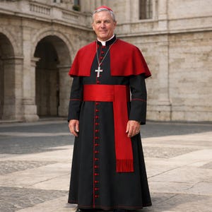 Regency Handmade Cardinal Cassock – Traditional Catholic Clergy Vestment with Red Sash, Mozzetta, Premium Fabric & Timeless Ecclesiastical