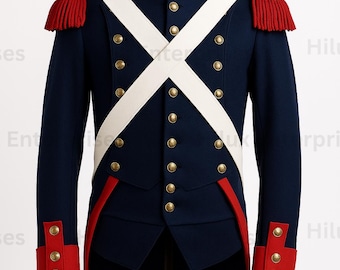 Hand-Tailored French Napoleonic Line Grenadier Uniform Kit – Dark Blue Wool Frock Coat + Epaulettes + Trousers – Historical Reenactment