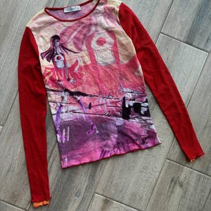 cop. copine アートプリント 長袖トップス COP COPINE Pure Mesh Cool Awesome Art Graphic Print T-shirt