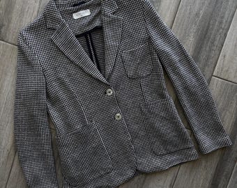 Chaqueta de lino y algodón para mujer Circolo 1901, con estampado de pata de gallo, corte sastre, talla EU 44