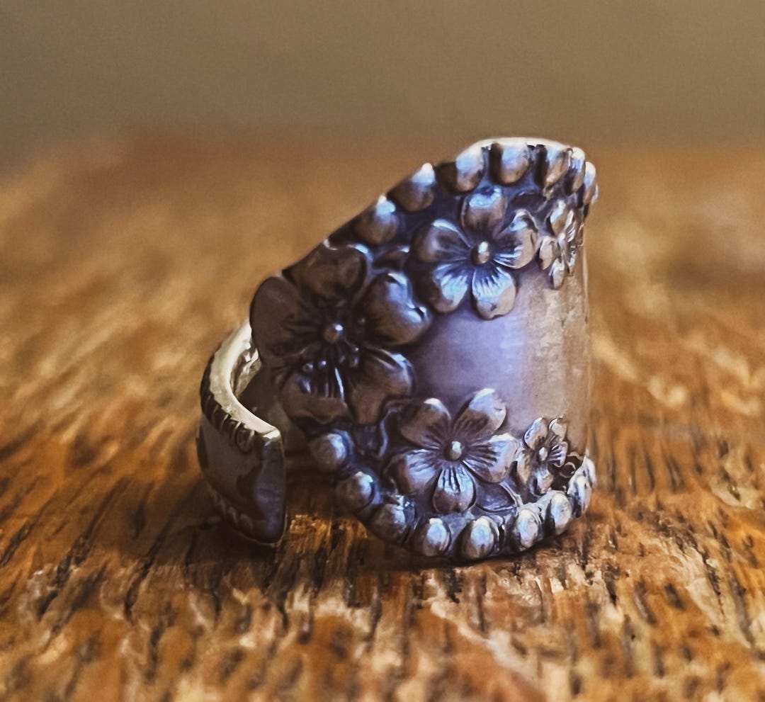 Handmade Spoon Ring – Real Silver | Vintage Floral Pattern | Antique ...