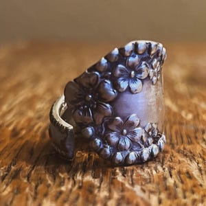 Handmade Spoon Ring – Real Silver | Vintage Floral Pattern | Antique Boho Jewelry | Unique Gift for Her