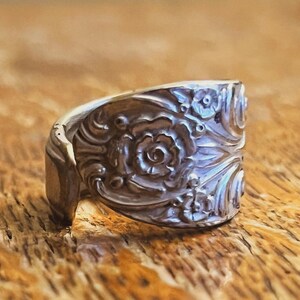 Handmade Spoon Ring – Real Silver | Vintage Floral Pattern | Antique Boho Jewelry | Unique Gift for Her