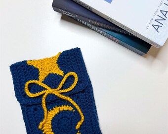 Crochet Kindle Sleeve – Blue Star & Moon, Celestial Kindle Pouch