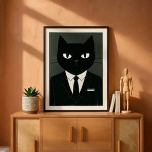 Black Cat Poster | Cat In Black | Cute Funny Whimsical | Funny Art | Home Decor