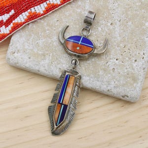 舎*）様 indian jewelry Frank Yellowhorse Frank Yellowhorse Navajo Silver & Stone Inlay 3.25