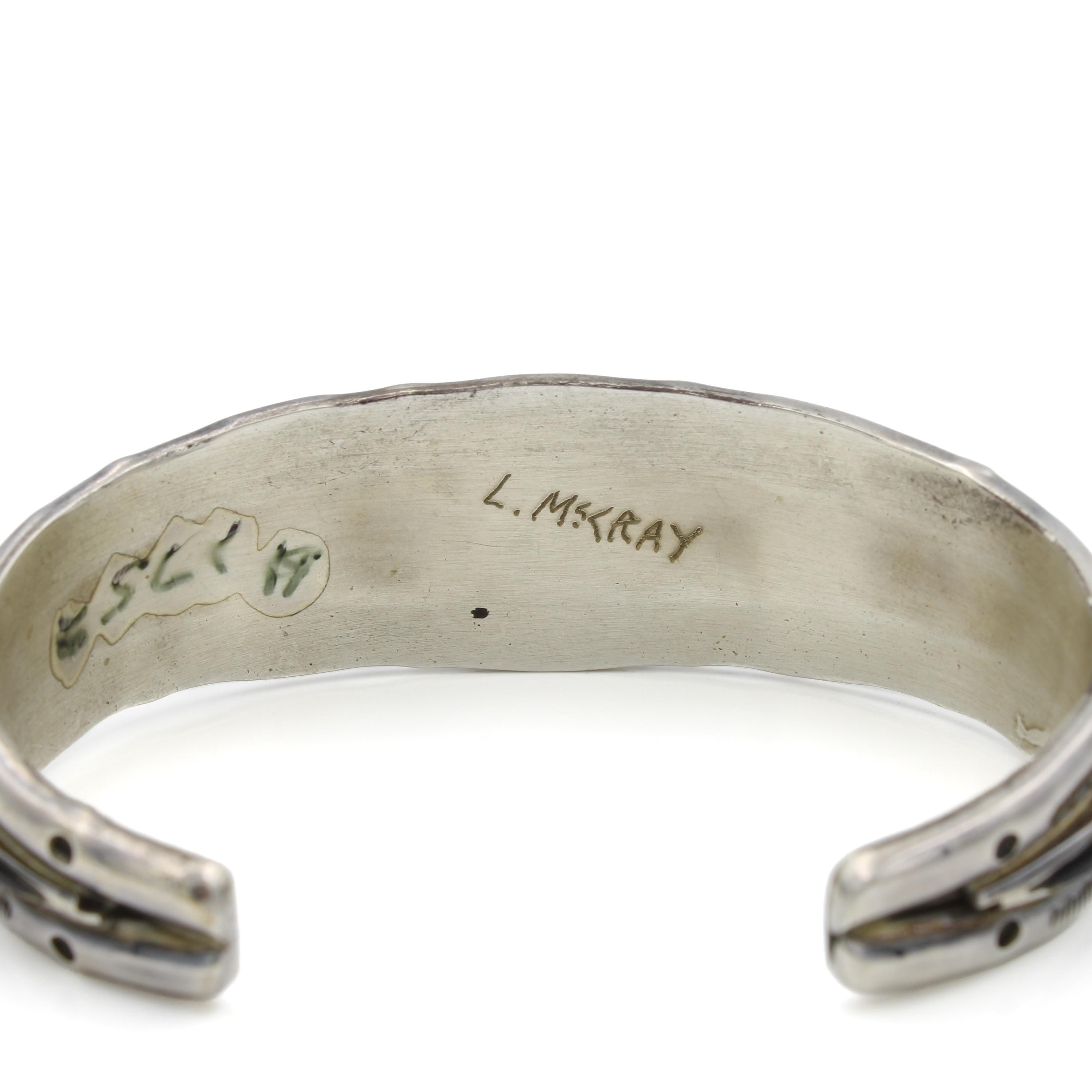 Navajo Lee Mccray Sterling Silver Gemstone Inlay Cuff Bracelet - Etsy