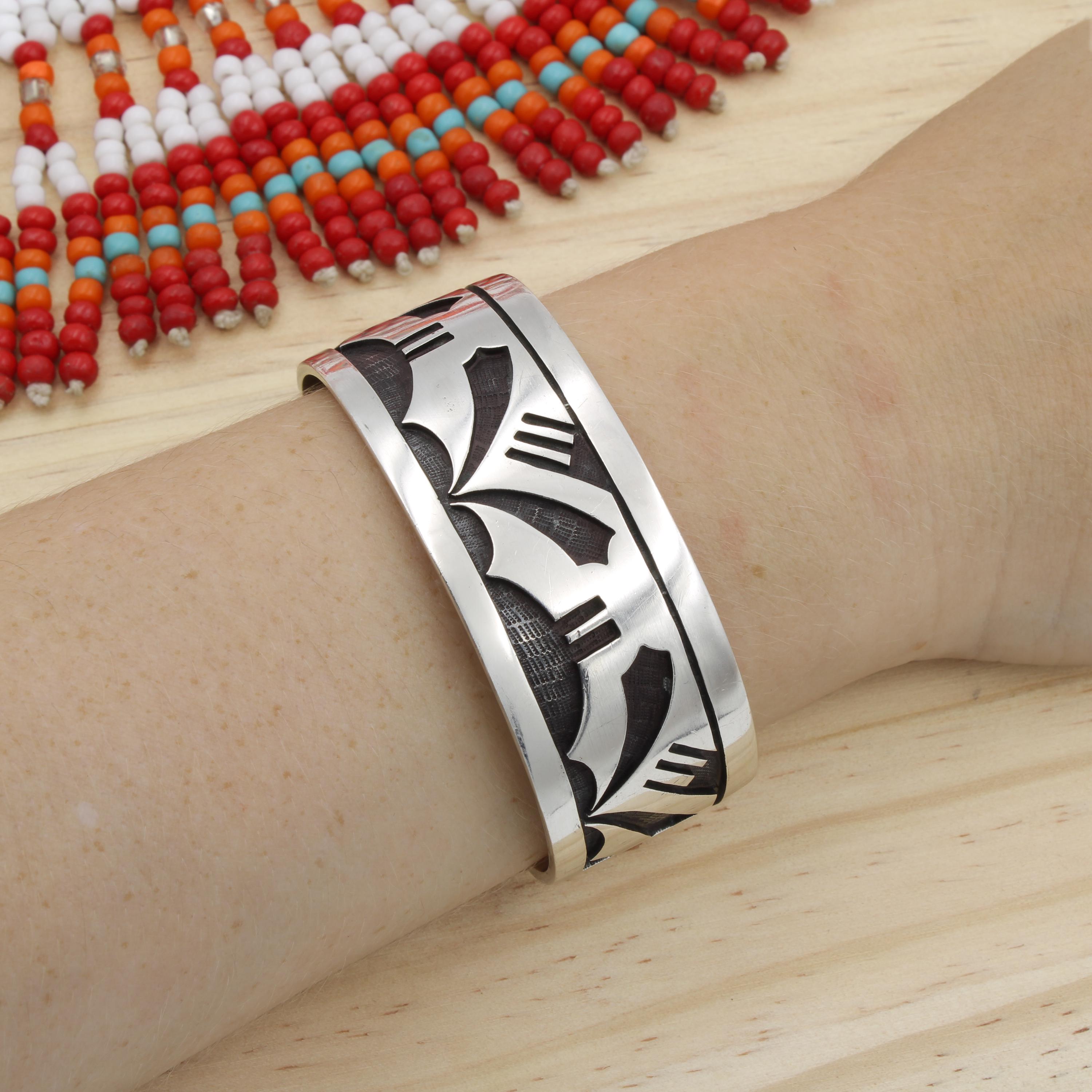 Hopi Signed Marcus Coochwykvia Sterling Silver Overlay and Carved