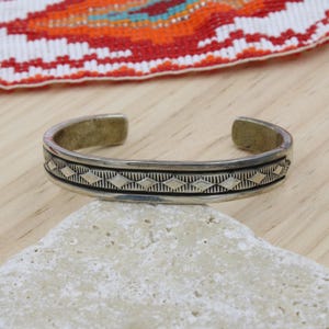 Bruce Morgan Navajo Sterling Silver Geometric Handstamped Cuff Bracelet