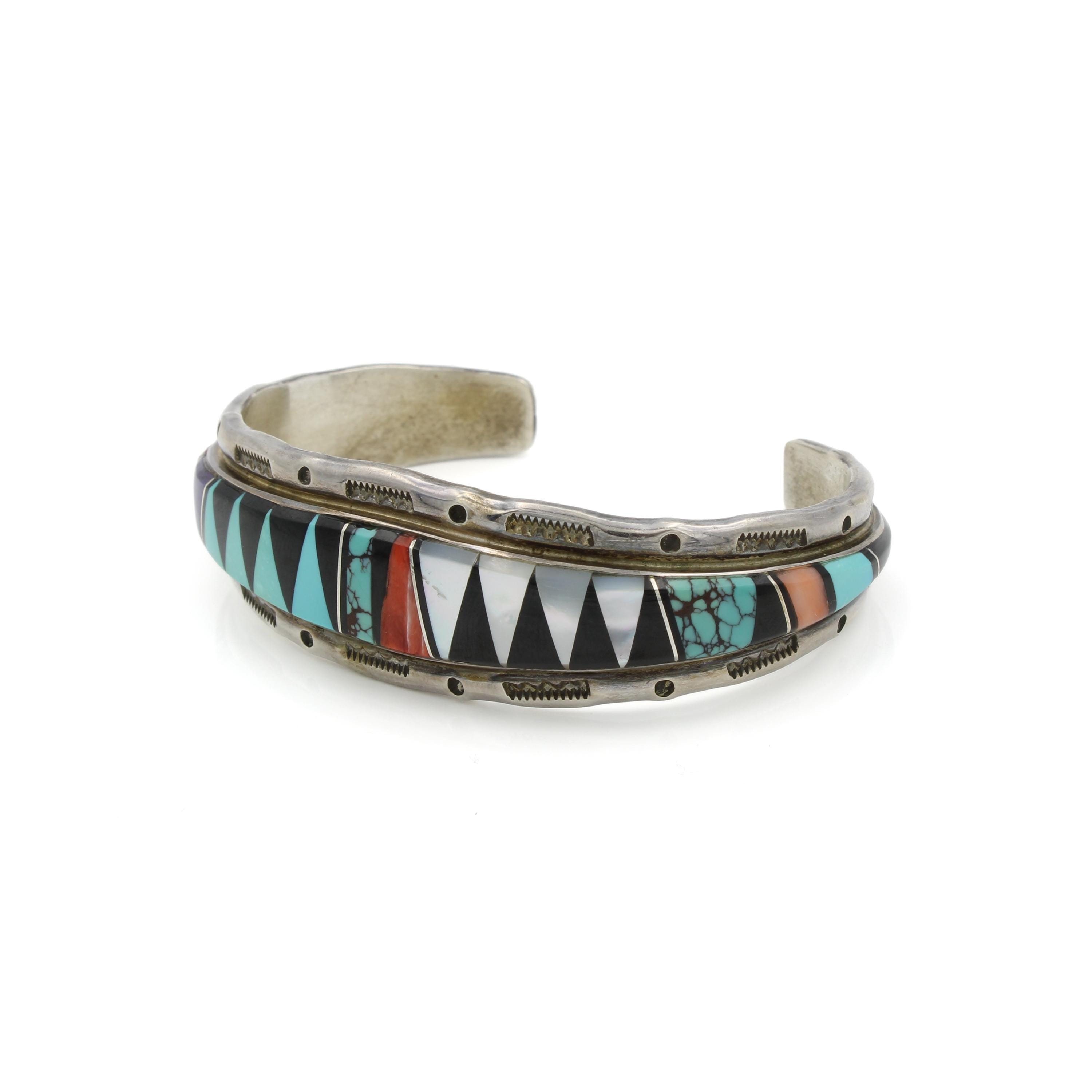 NAVAJO Lee McCray LMC USA シルバー ネイティブリング私 Navajo Lee Mccray Sterling Silver Gemstone Inlay Cuff Bracelet - Etsy