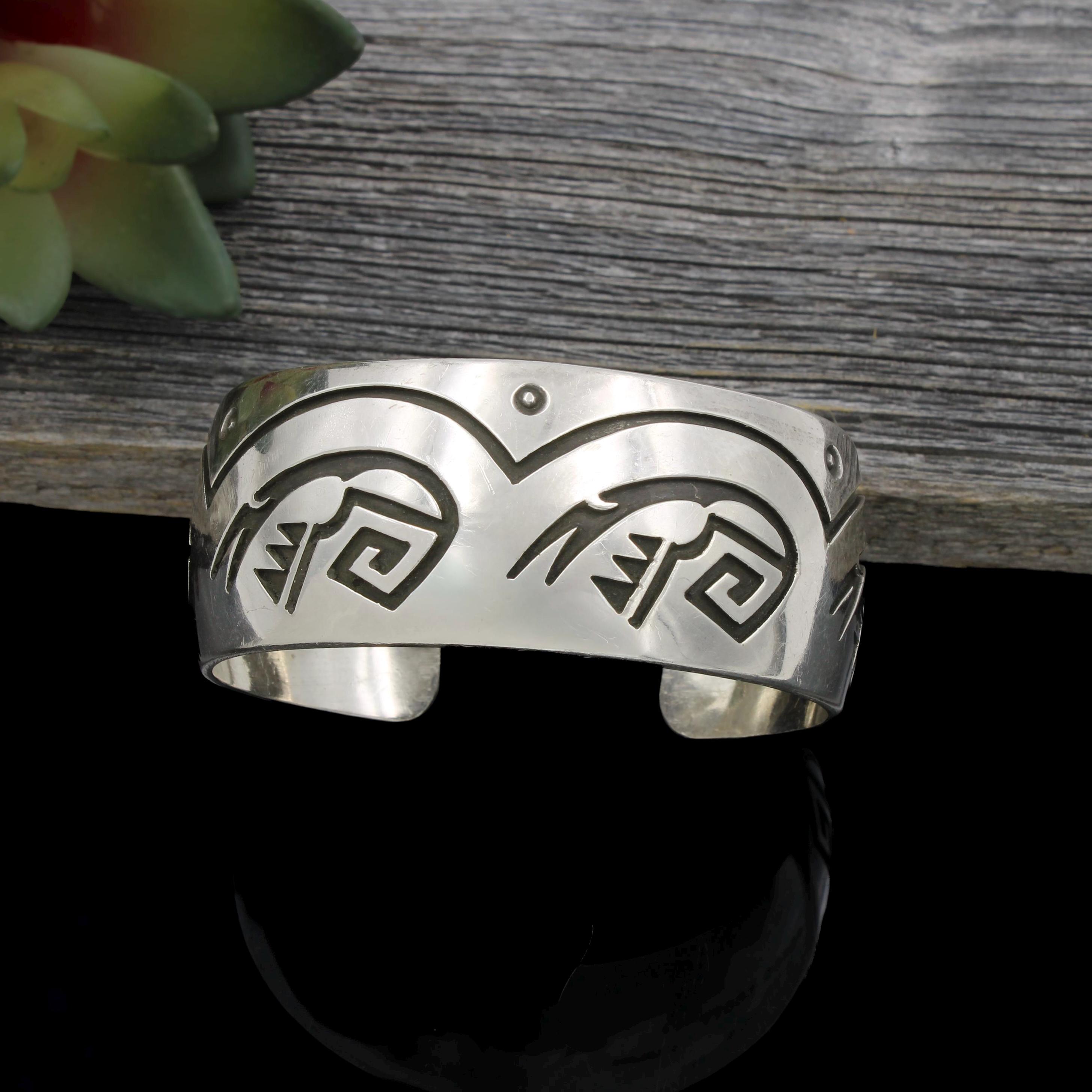 Navajo Artist Rosco Scott Signed Sterling Silver Overlay Geometric