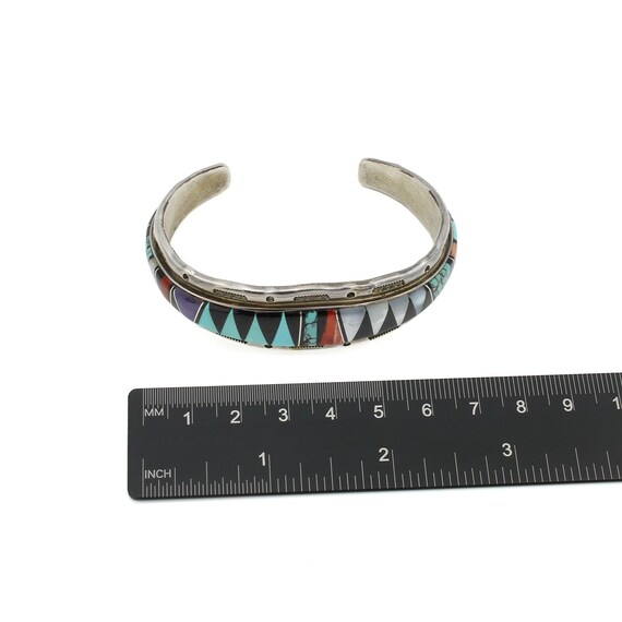 Navajo Lee Mccray Sterling Silver Gemstone Inlay Cuff Bracelet - Etsy