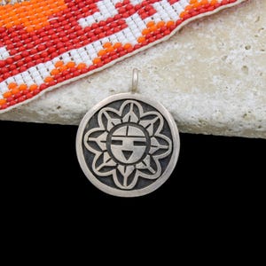Hopi Signed Benjamin Mansfield Sterling Silver Overlay Sunface Pendant