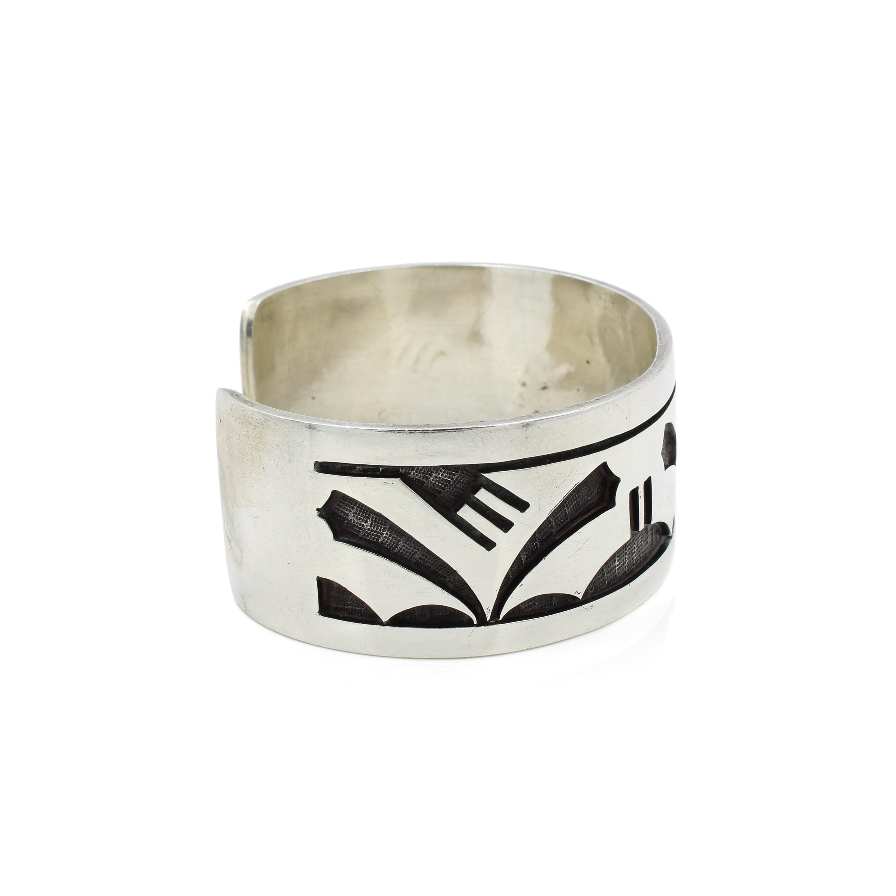 Hopi Signed Marcus Coochwykvia Sterling Silver Overlay and Carved