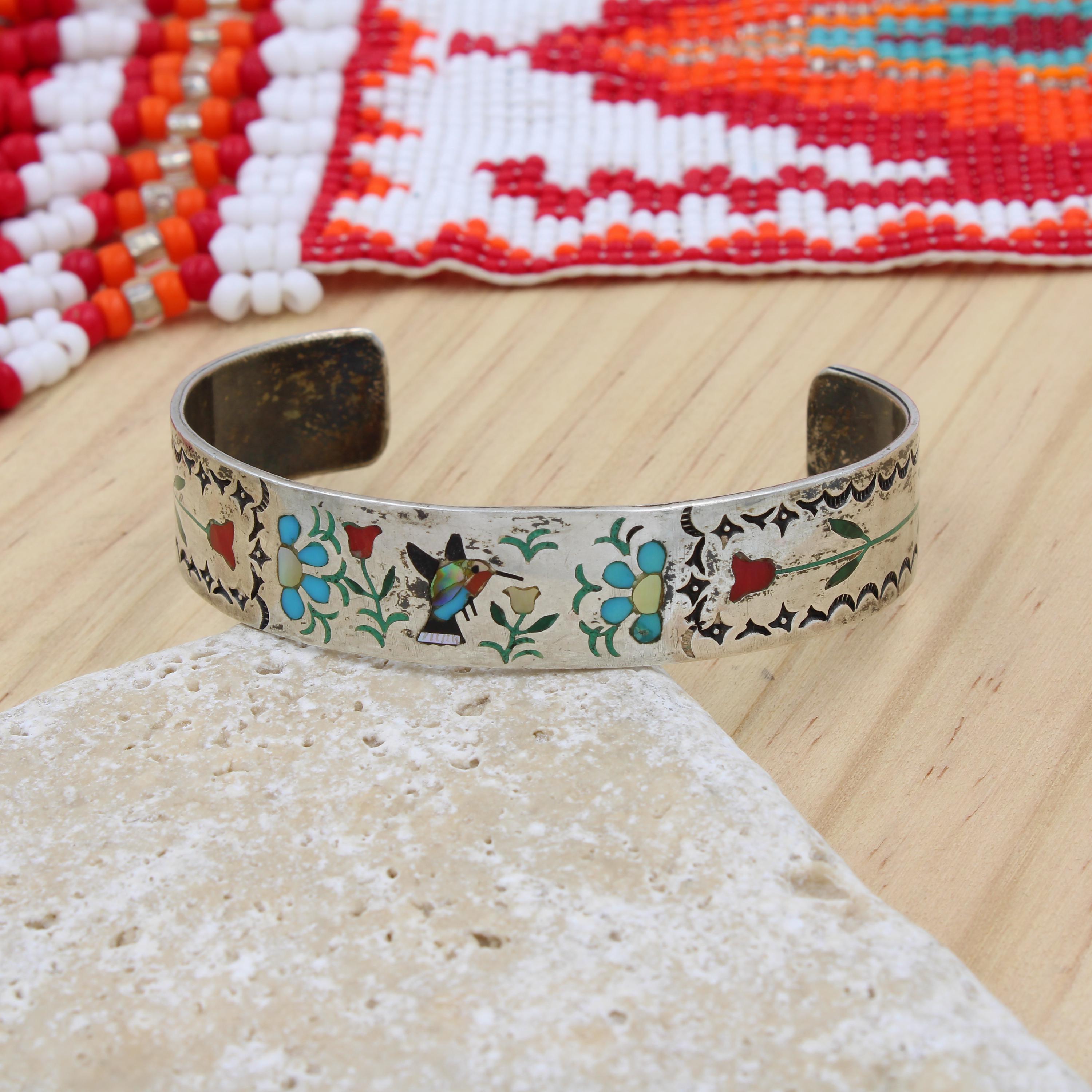 アクセサリー Custom Souvenir Shop ROAD 3Star Bangle Zuni Signed Sammy & Esther Guardian Sterling Silver Turquoise