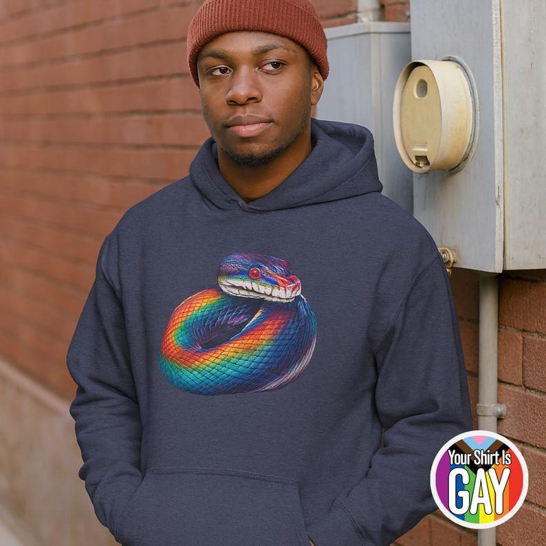 Rainbow Python Pride Hoodie LGBT Graphic Sweatshirt LGBTQ Clothing Gift image 1