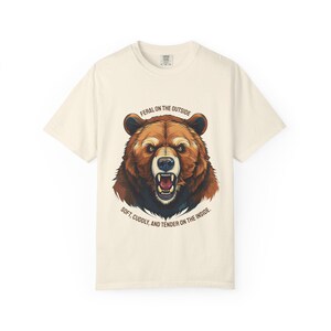 Funny Gay Bear Pride Tee: Feral Outside, Soft Inside - Comfort Colors Shirt Ivory