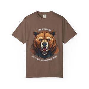 Funny Gay Bear Pride Tee: Feral Outside, Soft Inside - Comfort Colors Shirt Espresso
