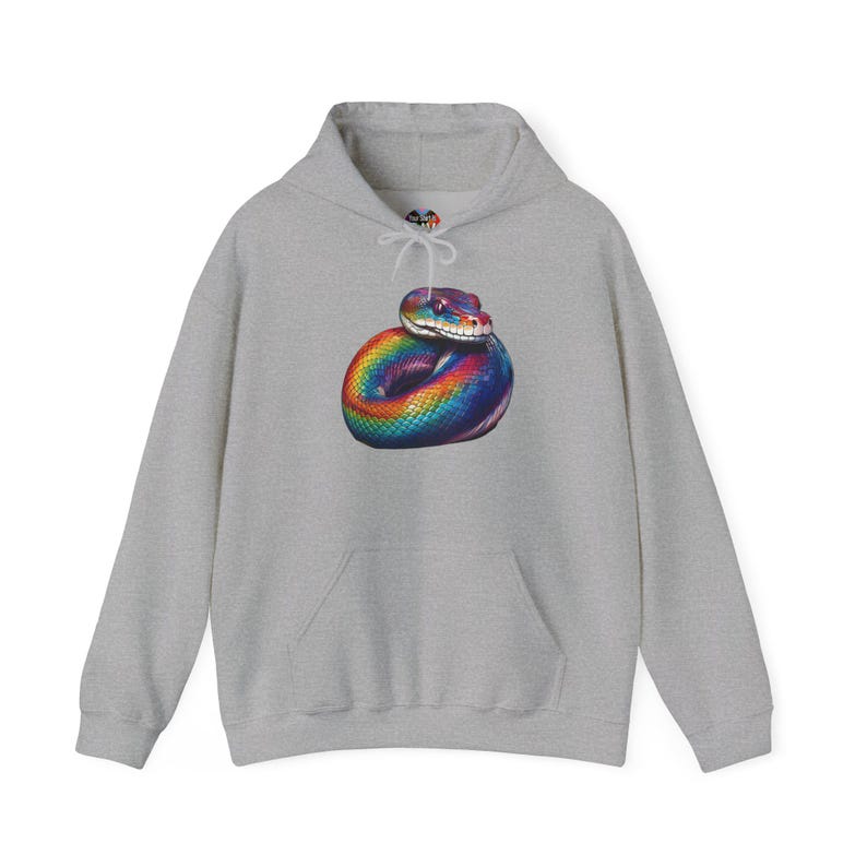 Rainbow Python Pride Hoodie LGBT Graphic Sweatshirt LGBTQ Clothing Gift Sport Grey
