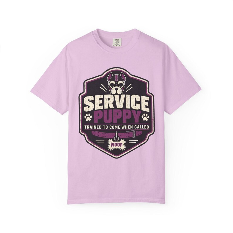 Charge 1 von 6 | T-Shirt mit Servicehund-Motiv: Blau, Rosa und Lila Orchid