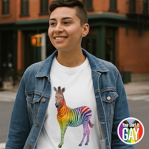 Rainbow Zebra Pride Shirt LGBTQ Animal Graphic Tee Queer Clothing Gift