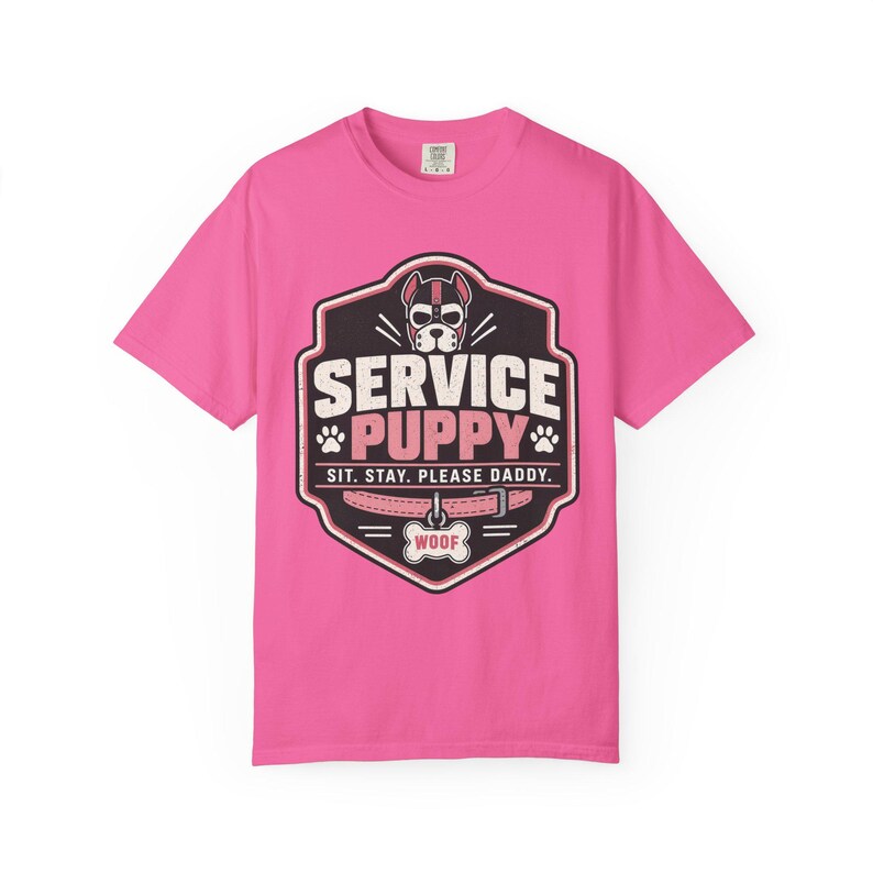 Charge 1 von 6 | T-Shirt mit Servicehund-Motiv: Blau, Rosa und Lila Neon Pink